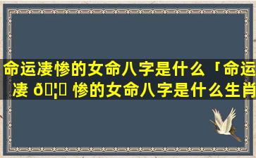 命运凄惨的女命八字是什么「命运凄 🦈 惨的女命八字是什么生肖」